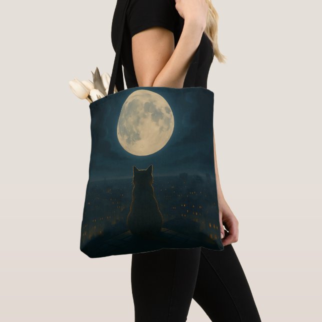 Cat rooftop tote bag (Close Up)