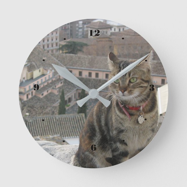 Cat Round (Medium) Wall Clock (Front)