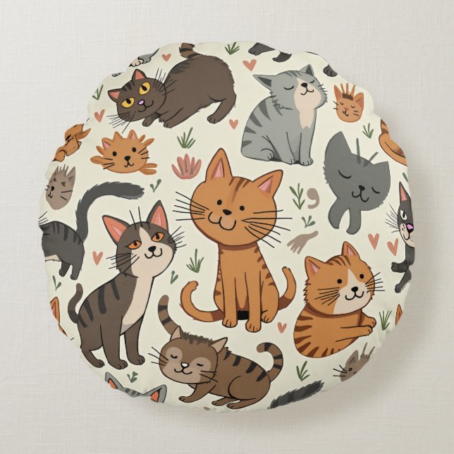 Cat Round Pillow (Front)