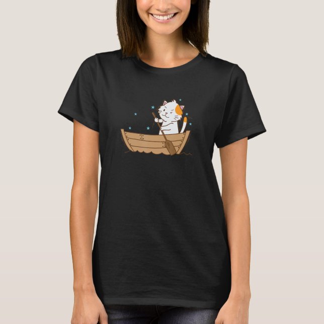 Cat rowing on the Boat Sport Hobby T-Shirt (Front)