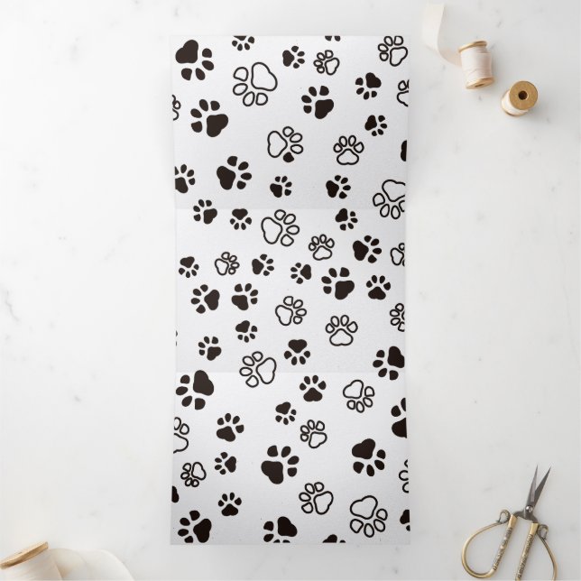Cat’s Paws Repeated Pattern Tri-Fold Holiday Card (Inside)