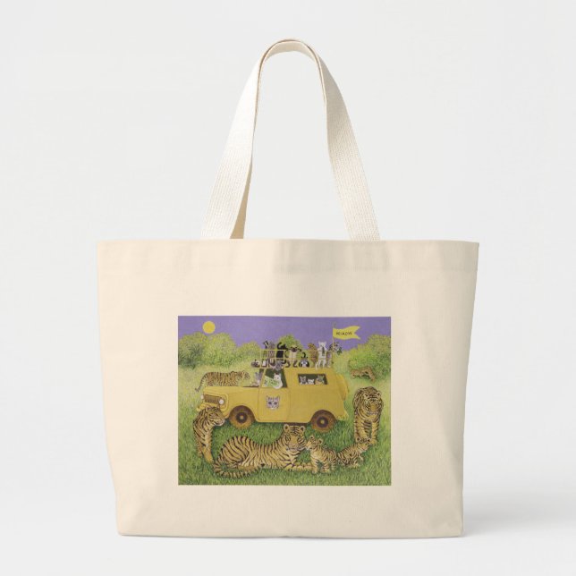 Cat Safari Large Tote Bag (Front)