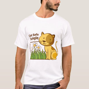 Cat Safe Jungle Cute Cartoon Pet Garden Art T-Shirt