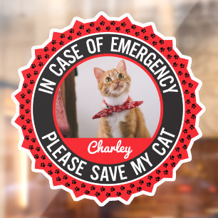 Cat Safety Alert Custom First Responder Window Cling