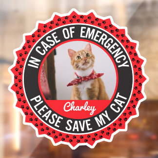 Cat Safety Alert Custom First Responder Window Cling
