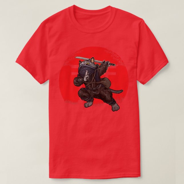 Cat Samurai Japan Flag Kendo Ninja Sword Warrior S T-Shirt (Design Front)