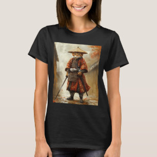 Cat Samurai Japan Japanese Funny Graphic T-Shirt