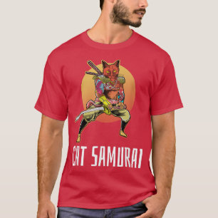 Cat Samurai Japanese  Sad Aesthetic Edgy Streetwea T-Shirt