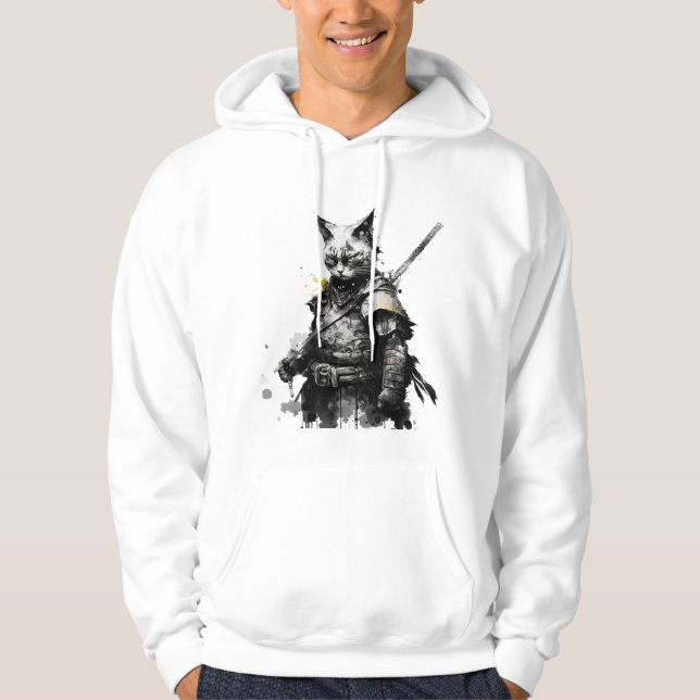 Cat Samurai katana Hoodie (Front)