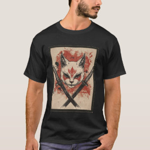 Cat Samurai Ninja Japanese Vintage Funny Cool Japa T-Shirt