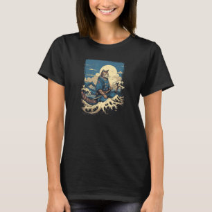 Cat Samurai & The Great Wave Enchanting Japanese T-Shirt