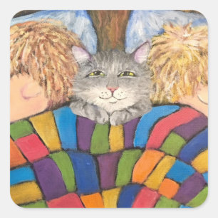 Cat sandwich square sticker