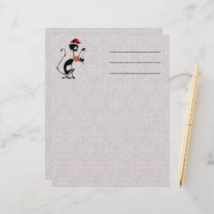Cat Santa and Mouse with Christmas Gift  Custom Letterhead