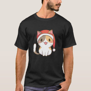 Cat Santa Hat Funny Christmas T Shirt