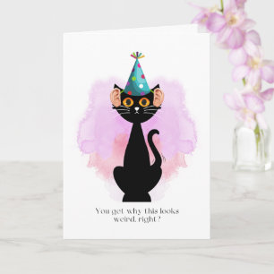 Cat   Sarcastic Party Hat Cat   Ears   Funny  Card