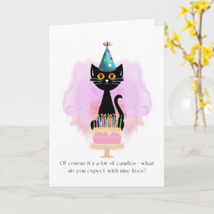 Cat   Sarcastic Party Hat Cat Funny Birthday Card 