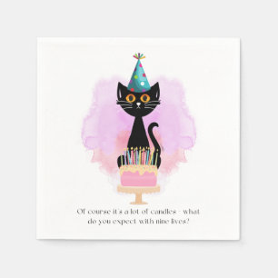 Cat   Sarcastic Party Hat Cat Funny Birthday Napkin