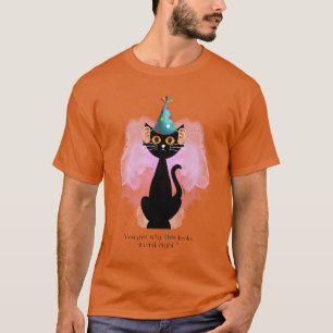 Cat Sarcastic Party Hat Cat Human Ears Funny T-Shirt