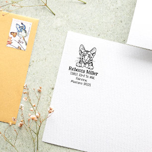 Cat Savannah Return Address  Rubber Stamp