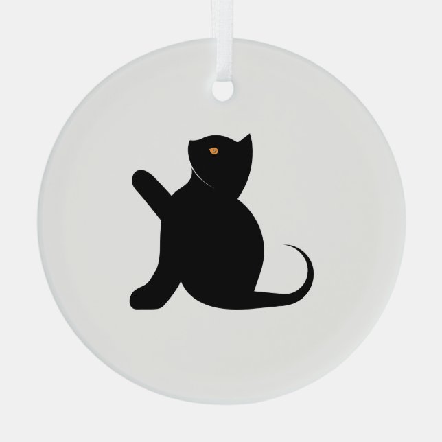 Cat Saying Hello Glass Tree Decoration (Back)
