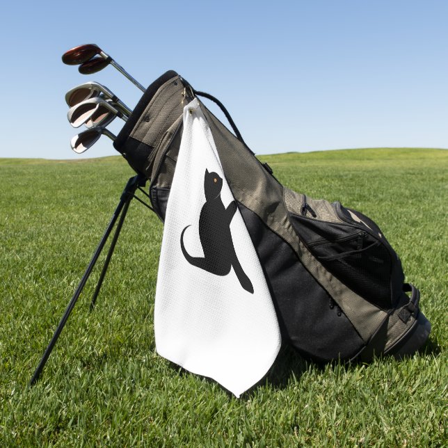 Cat Saying Hello Golf Towel (Green)