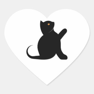 Cat Saying Hello Heart Sticker
