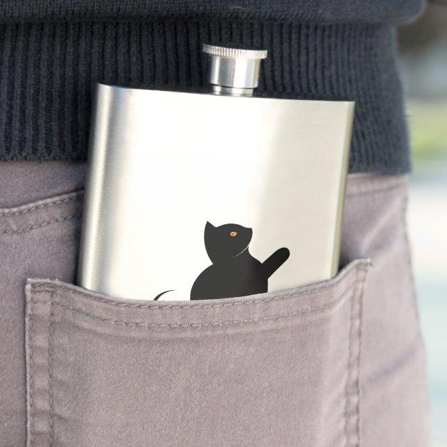 Cat Saying Hello Hip Flask (In Situ)