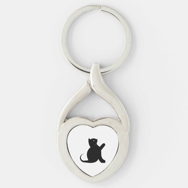 Cat Saying Hello Key Ring (Front)