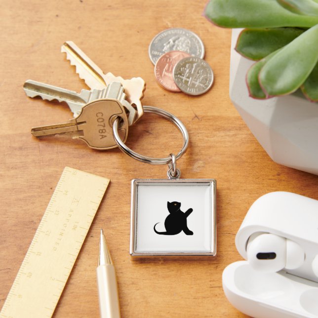 Cat Saying Hello Key Ring (Desk)