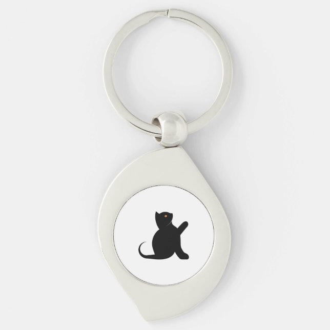 Cat Saying Hello Key Ring (Front)