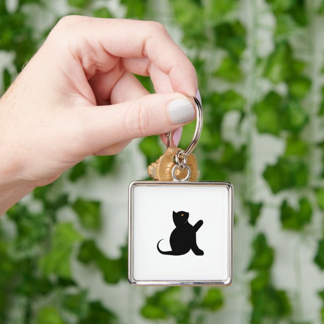 Cat Saying Hello Key Ring (Hand)