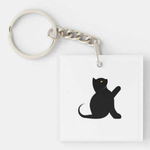 Cat Saying Hello Key Ring