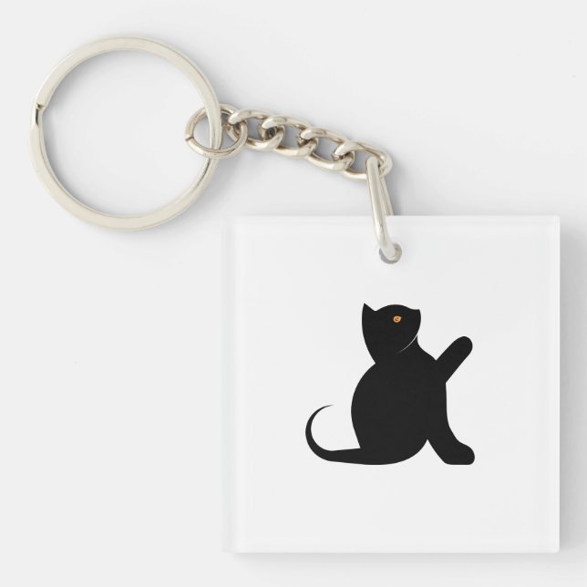 Cat Saying Hello Key Ring (Front)