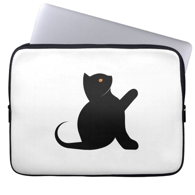 Cat Saying Hello Laptop Sleeve (Front)