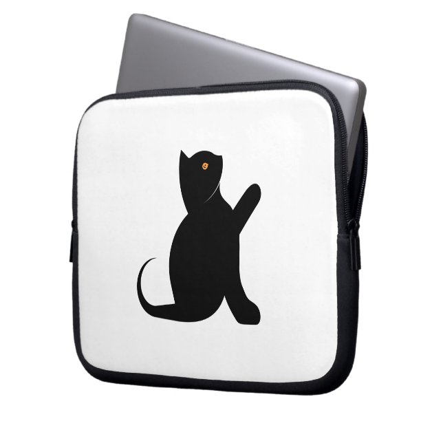 Cat Saying Hello Laptop Sleeve (Front Left)