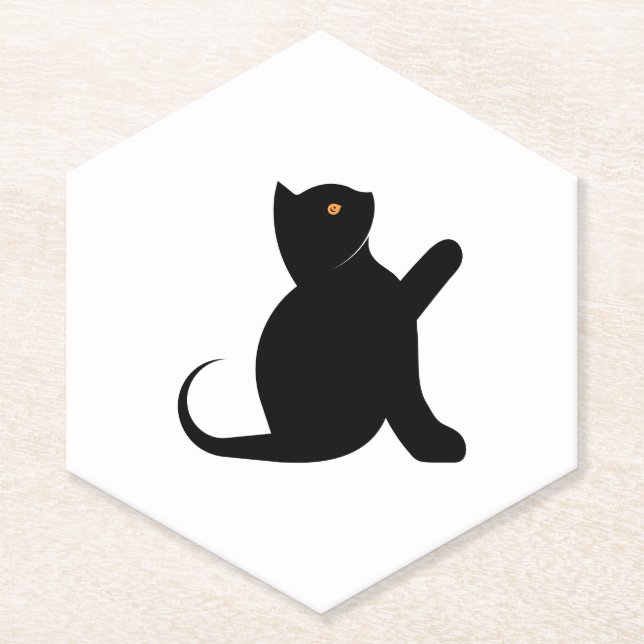 Cat Saying Hello Paper Coaster (Front)