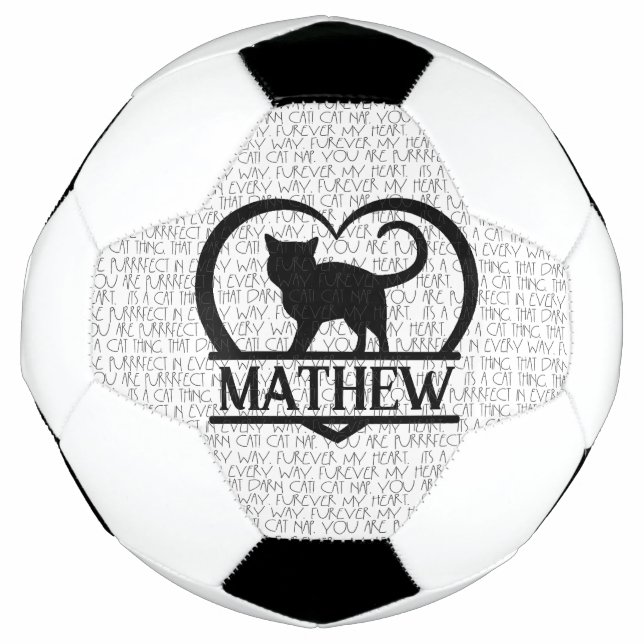 Cat Sayings and Silhouette Heart Split Monogram Football (Front)