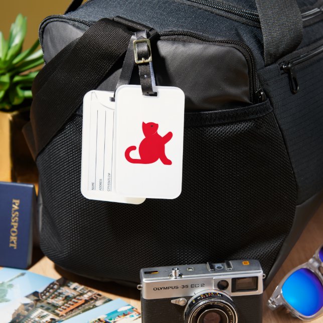 Cat Says Hello Luggage Tag (Front & Back)
