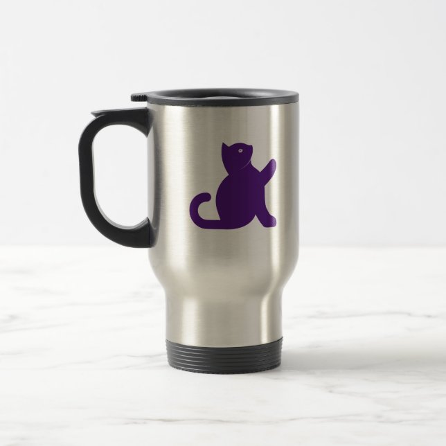 Cat Says Hello Travel Mug (Left)