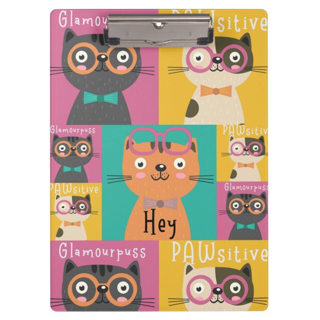 Cat Says Hey Funny Memes Clipboard (Front)