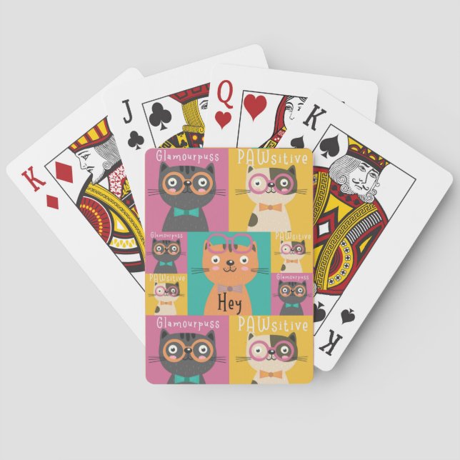 Cat Says Hey Funny Memes      Playing Cards (Back)