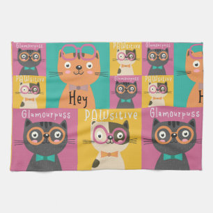 Cat Says Hey Funny Memes    Tea Towel