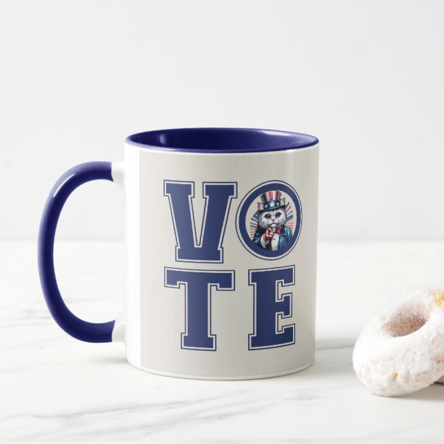 Cat Says Vote Mug (With Donut)