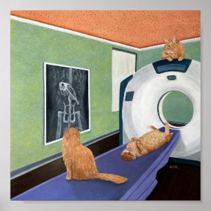 Cat Scan. Cat & Fish Art, Veterinarian Gift. Poster