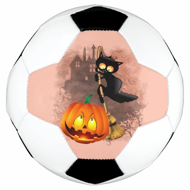 Cat Scared by Pumpkin Fun Halloween Character Football (Front)