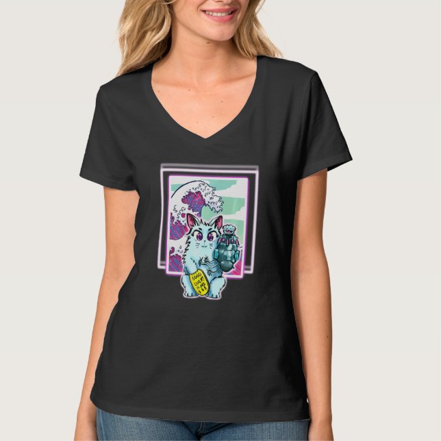 Cat Sci Fi Vapour Wave For All Ages T-Shirt (Front)