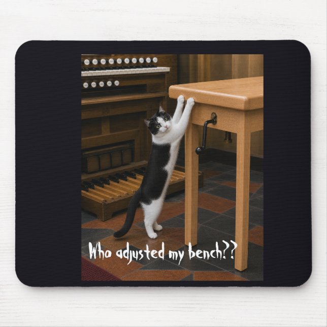 Cat scratching an organ bench mouse mat (Front)