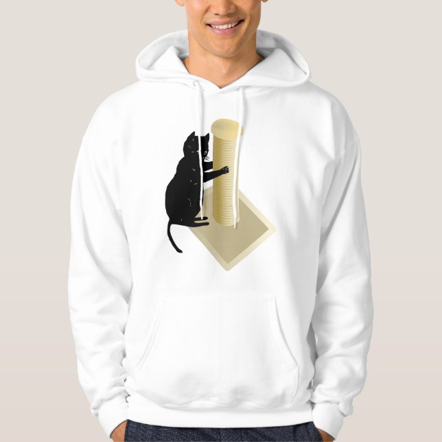 Cat Scratching Post Mens Hoodie (Front)