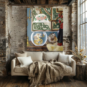 Cat Sea Horse Fantasy Tapestry