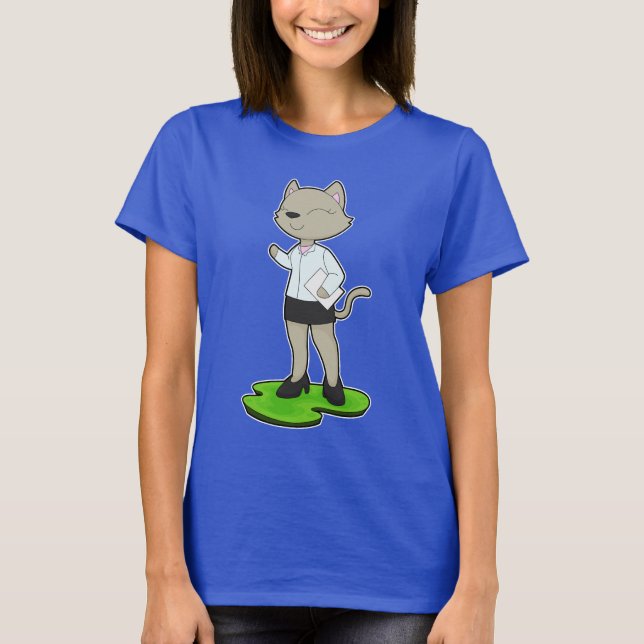 Cat Secretary Note T-Shirt (Front)